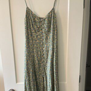 Sage green floral midi dress